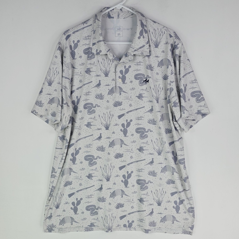 Two Dove Gray Men's 2XL Desert Snake Motif Tin Cup Short Sleeve Golf Polo